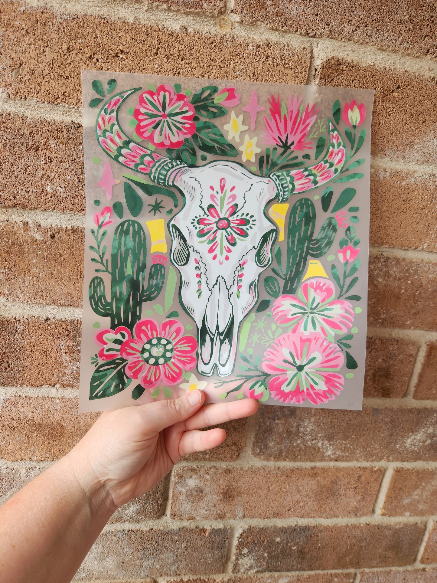 Western Skull with Cactus