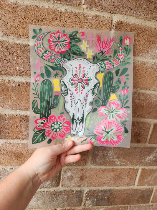Western Skull with Cactus