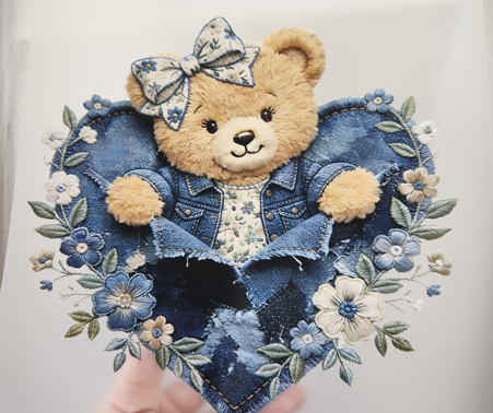 Bear with blue jean jacket